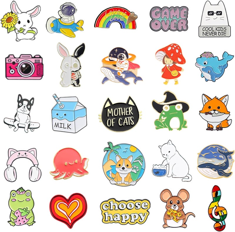 SINCCO 20/40/50 Pcs Cute Enamel Backpack Pins, Funny Anime Enamel Lapel Pins Bulk Set Cool Brooch Button Pins Badge Aesthetic for Backpacks, Bag, Jacket, Kids, Girls, Festival Present - Image 3